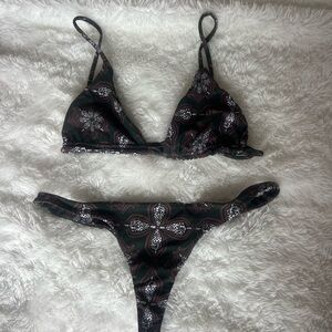 Elegant Black and White Patterned Bikini